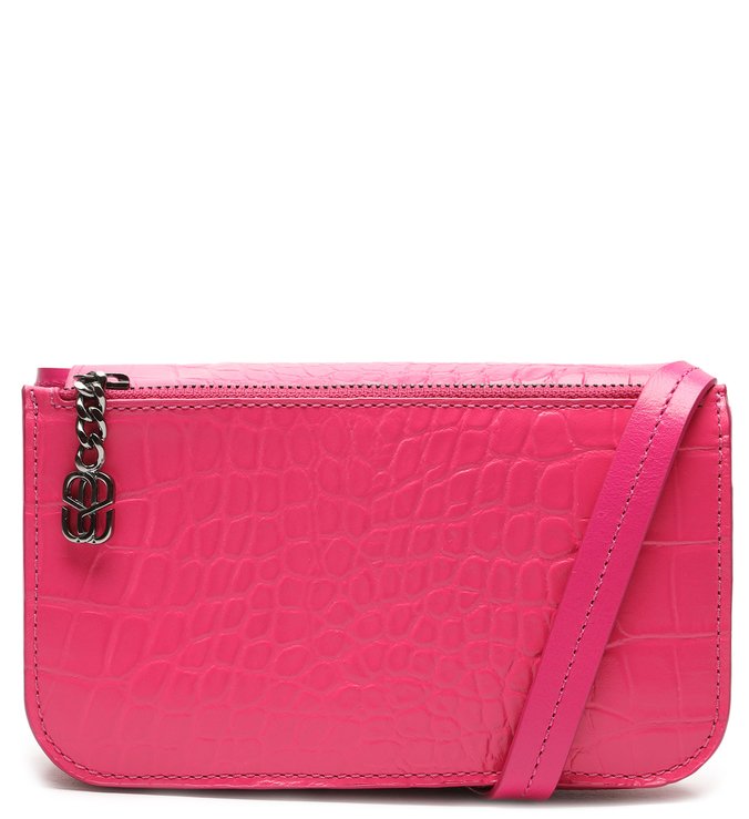 Bolsa Tiracolo Croco Rosa