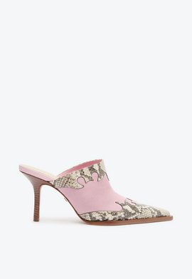 Mule Bold Western Snake e Camurça Rosa