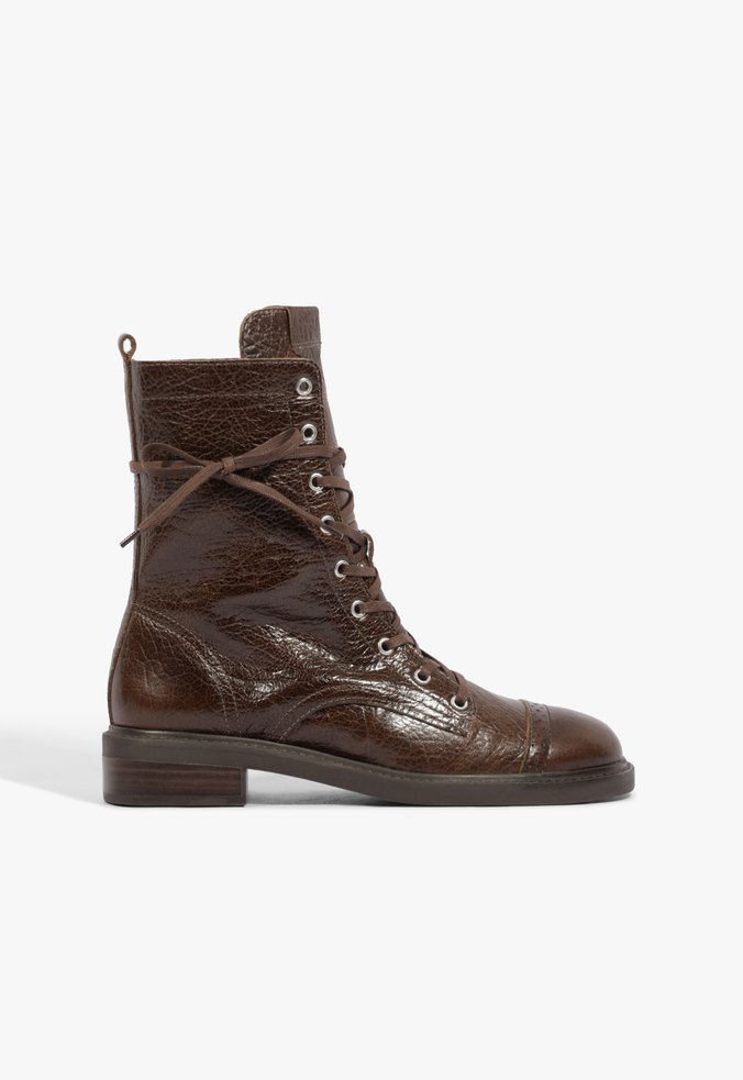 Bota Coturno Kelly Couro Marrom