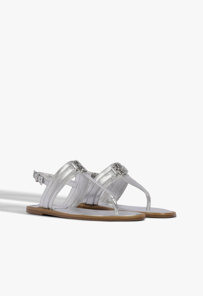 Sandália Rasteira Claire Couro Prata | Schutz