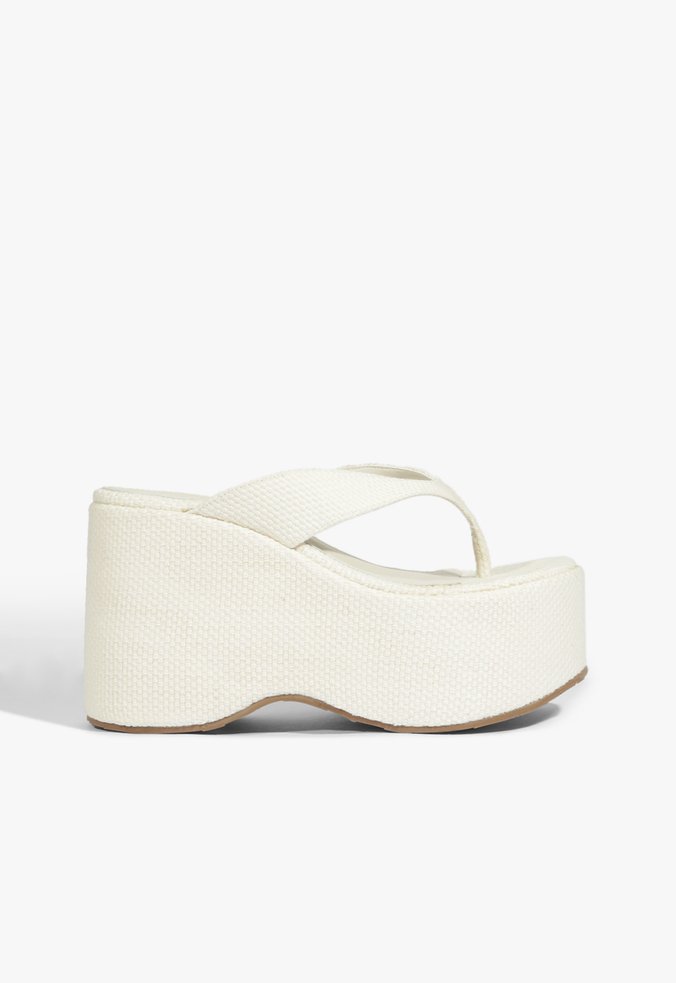 Tamanco Plataforma Thong Couro Branca