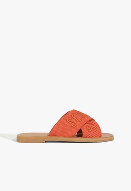 Sandália Rasteira X Schutz Logo Laranja