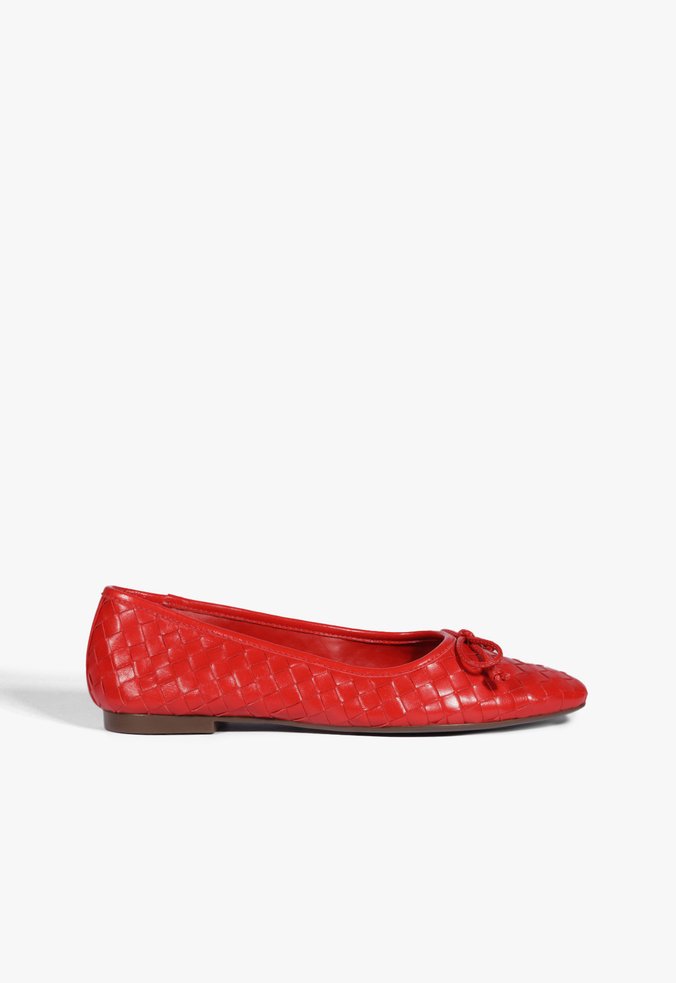 Sapatilha Arissa Woven Casual Couro Vermelha