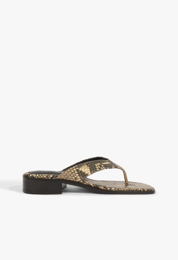 Sandália Mule Salto baixo Couro Animal Print