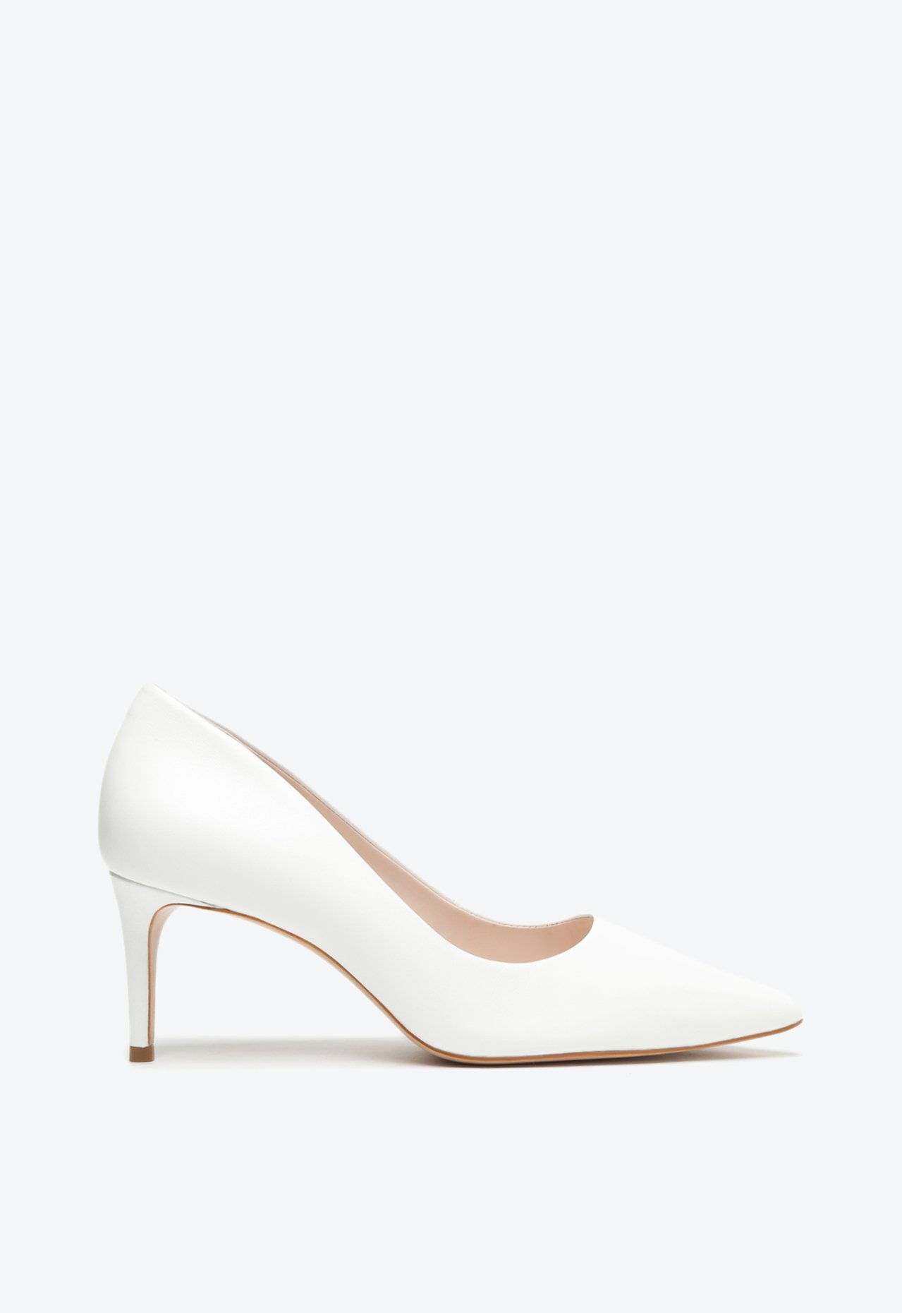 Sapato Scarpin Salto Baixo Couro Branco Schutz