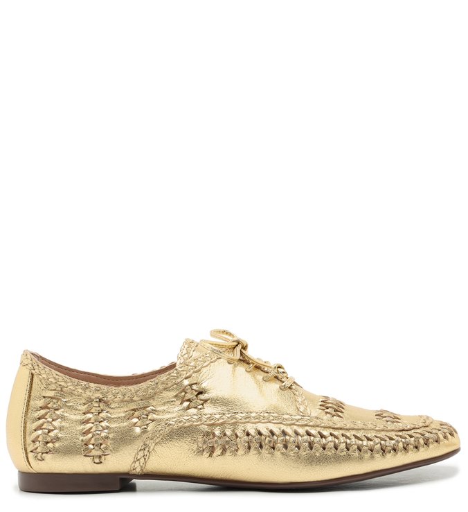 Sapato New Oxford Tressê Dourada