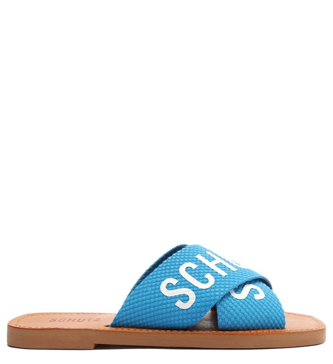 Sandália Rasteira X Schutz Logo Azul