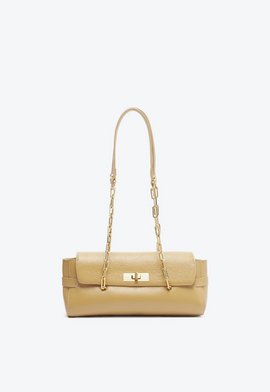Bolsa Baguete Eddie Couro Bege