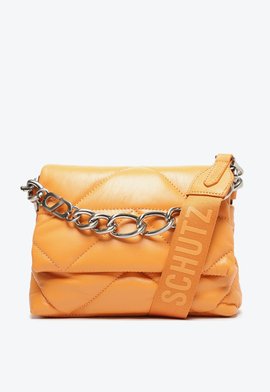 Bolsa Tiracolo Pequena Barbara Couro Corrente Laranja