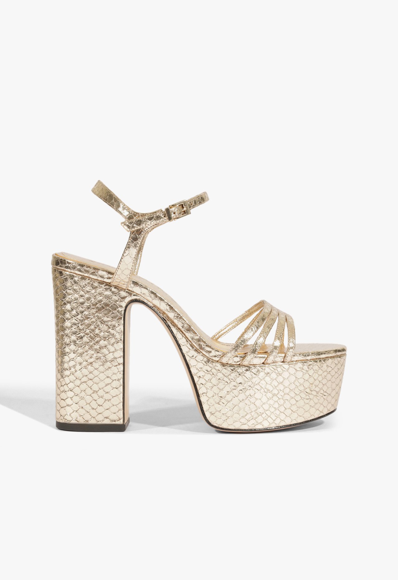 Sandália Party Shoes Couro Snake Dourada | Schutz