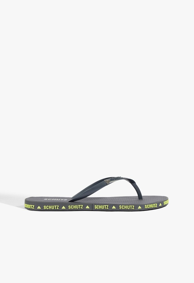 Sandália Rasteira Logo Schutz Azul