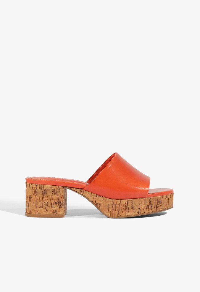 Tamanco Mule Sia Couro Laranja