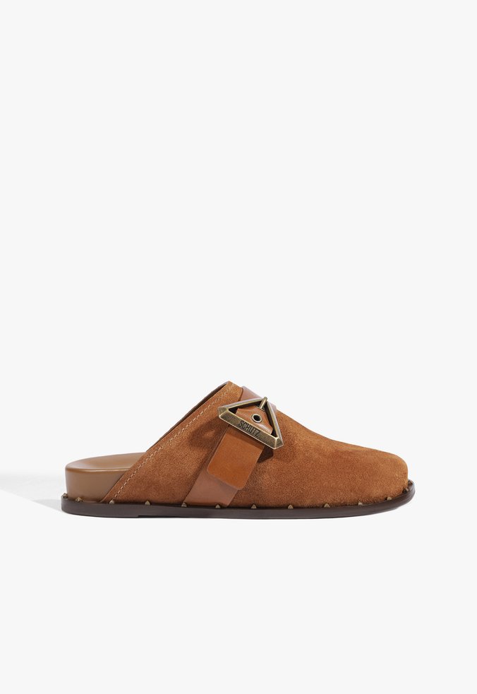 Clog Shop Couro Marrom Claro