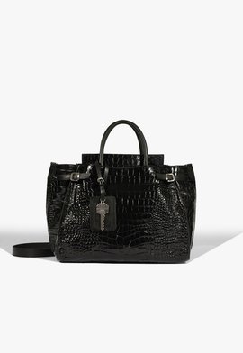 Bolsa Tote Média Heaven Couro Croco Preta