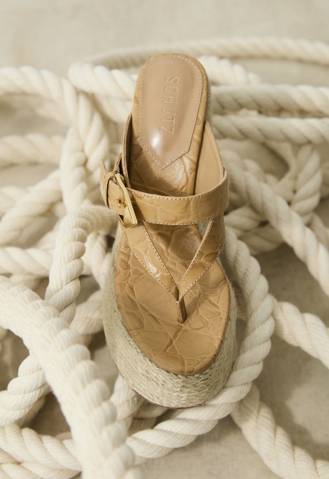 Sandália Anabela Scalea Couro Ráfia Marrom Clara Schutz - Main Image