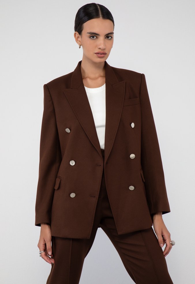 Blazer Vanessa Alfaiataria Marrom