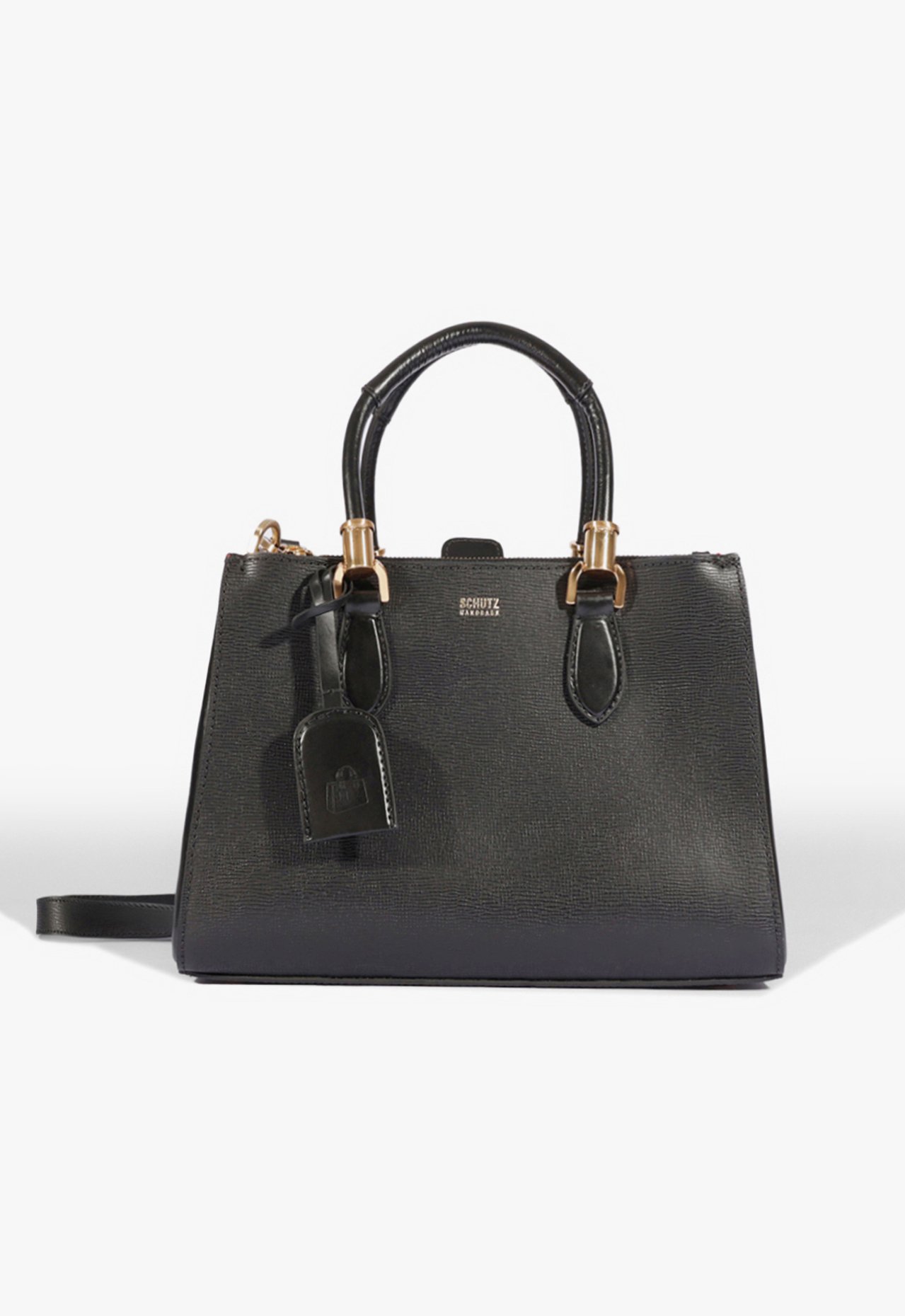 Vista 2 Bolsa Tote Grande New Lorena Couro Preta Preto Preto