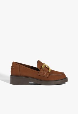 Loafer Dylan Chain Camurça Marrom