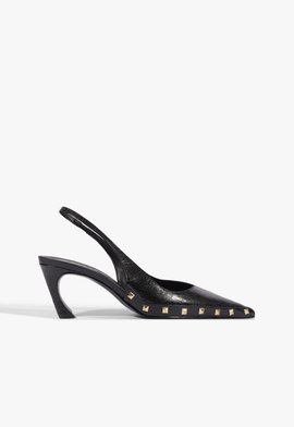 Slingback Lexi Studs Couro Preto