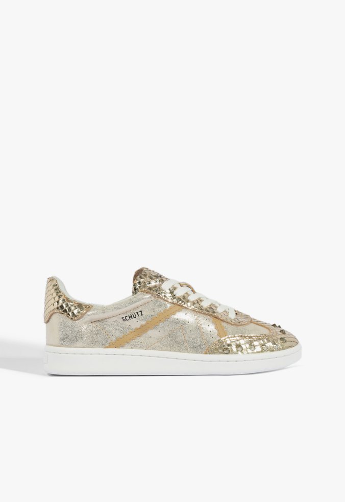 Tênis Vintage Couro Dourado