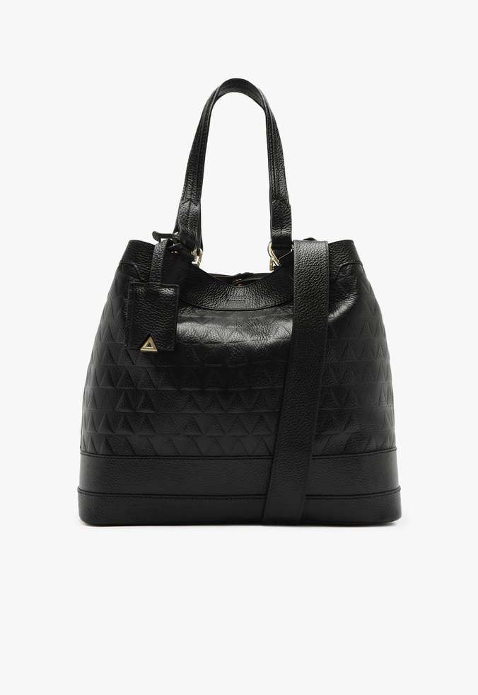 Bolsa Shopping Couro Triangle Preta
