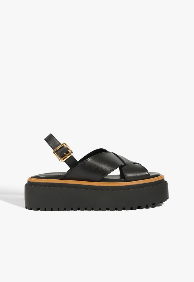 Sandália Papete Joy Couro Preta