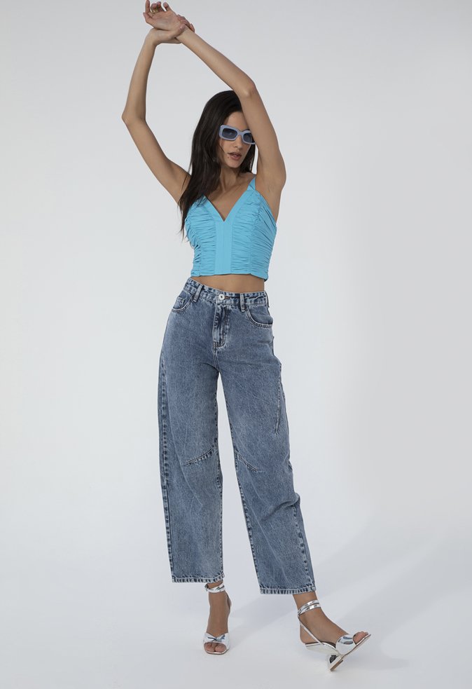 Calça Jeans Reta Carolina Azul