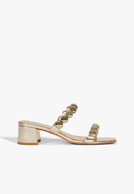 Tamanco couro dourado