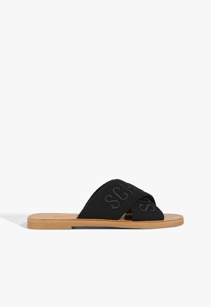 Sandália Rasteira X Schutz Logo Preta