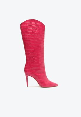 Bota Salto Alto Maryana Couro Pink