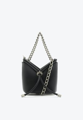 Bolsa Tiracolo Triangular Couro Preta