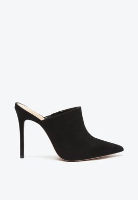 Sapato Mule Salto Camurça Preto
