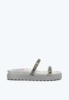 Sandália Papete Brilho Cinza