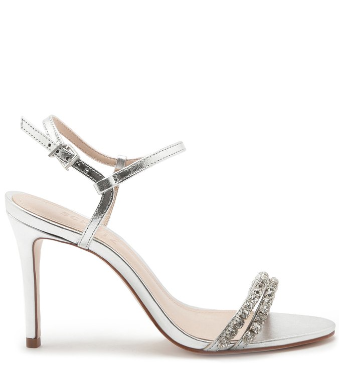 Sandália Salto Glam Stones Prata