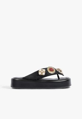 Papete Slide Couro Preta