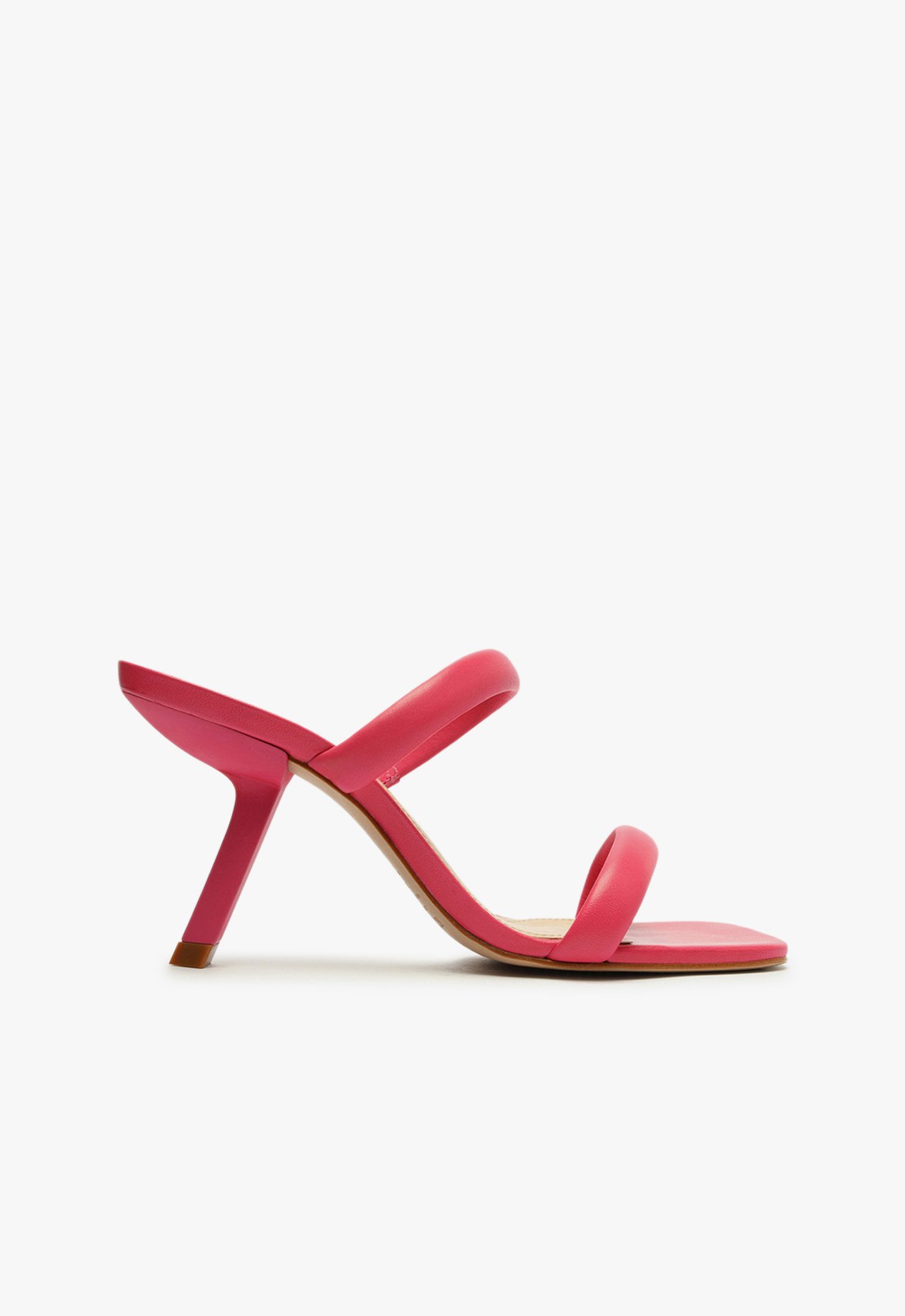 Sandália Mule Salto Curvado Couro Rosa | Schutz