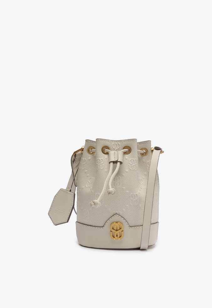 Bolsa Bucket Becka Stamp Couro Branca