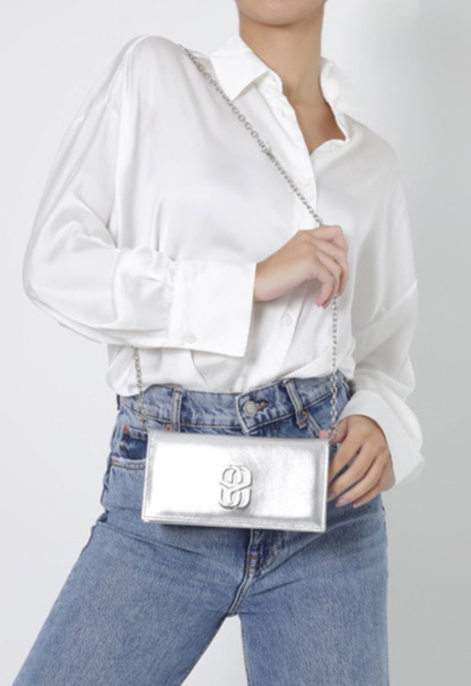 Bolsa Carteira Mini Icon Maya Couro Prata