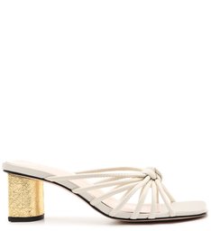 Mule Block Heel Gold & White