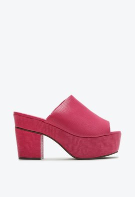 Sandália Plataforma Salto Nysha Croco Pink