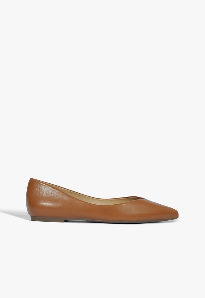 Flat Bico Fino Couro Marrom