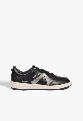Tênis ST 001 Couro e Verniz Preto e Branco