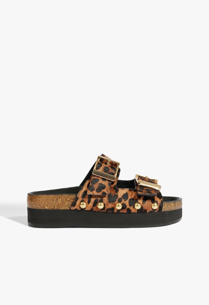 Slide Flatform Couro Oncinha