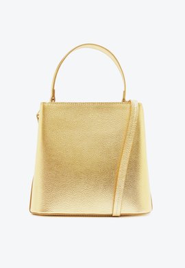 Bolsa Tiracolo Bucket Esther Média Couro Dourada