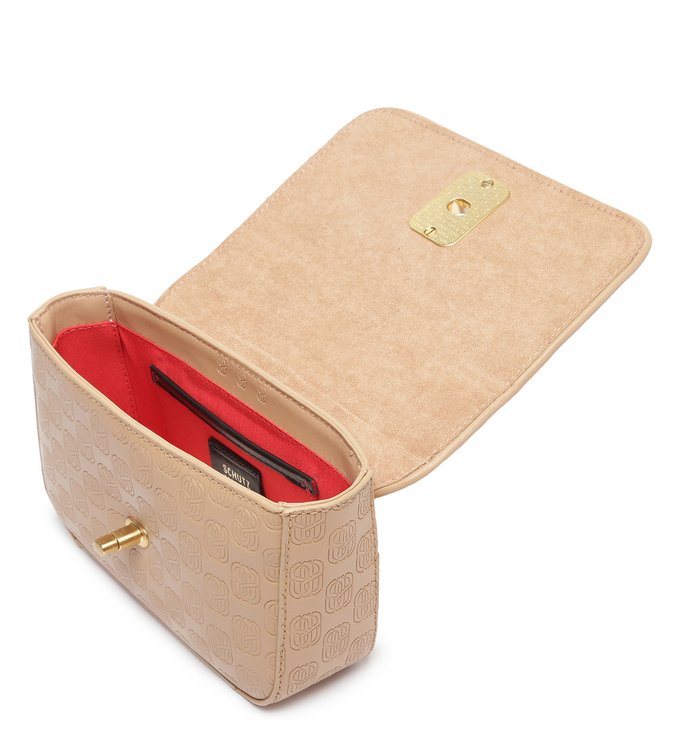 Bolsa Tiracolo Pequena Emblem Couro Bege Bolsa Tiracolo Pequena Emblem Couro Bege