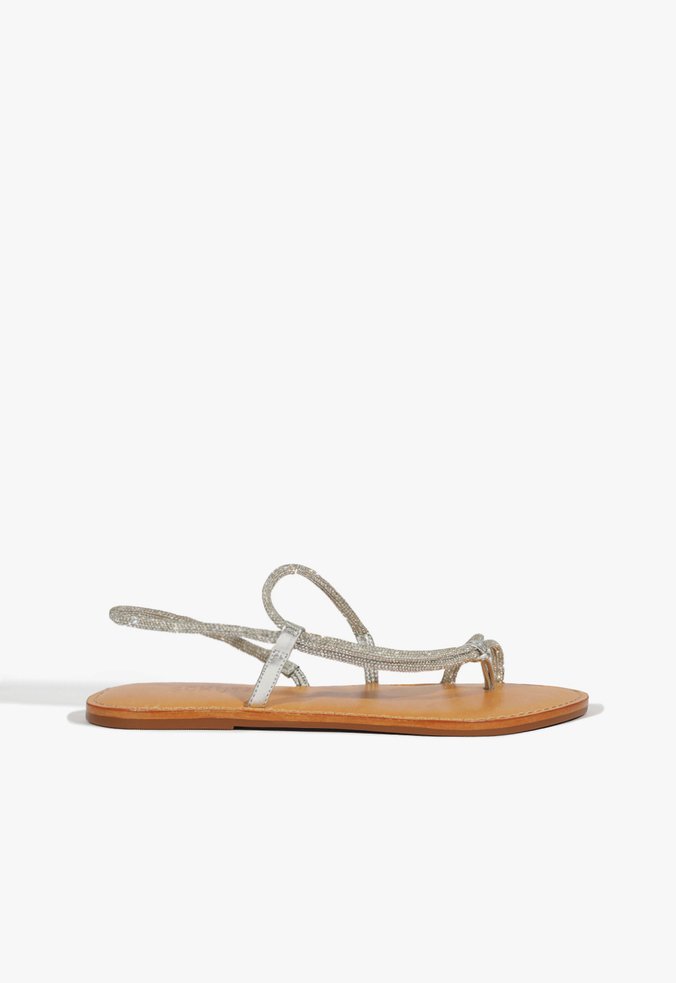 Sandália Flat Prata amarração