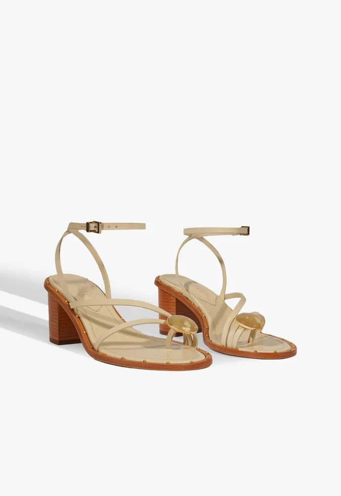 Sandália Salto Bloco Médio Azure Couro Off White | Schutz