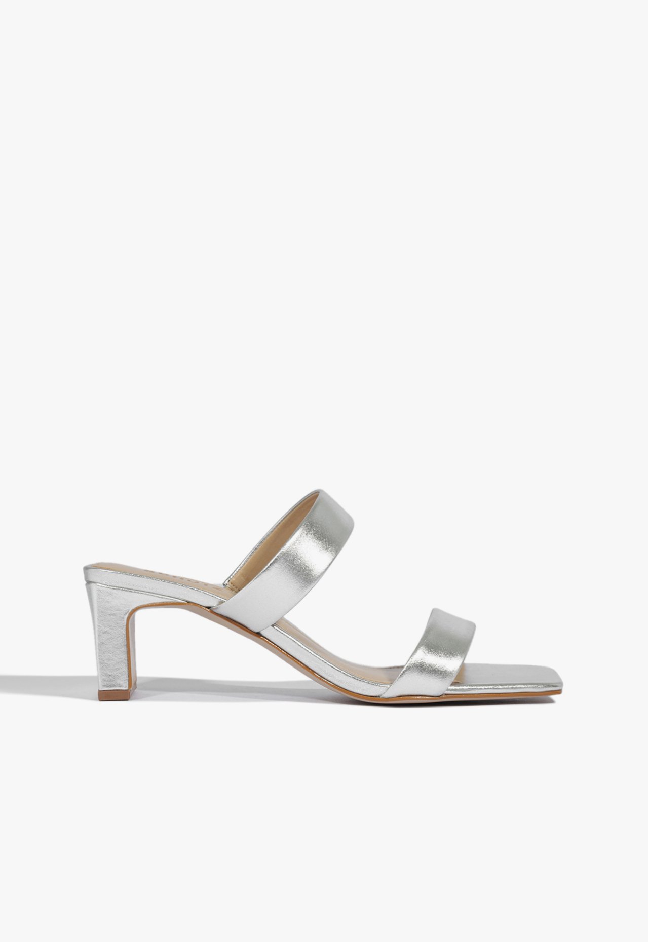 Sandália Mule Salto Couro Prata | Schutz