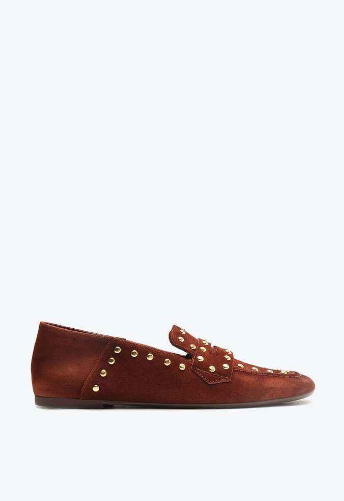 Mocassim Studs Couro Marrom