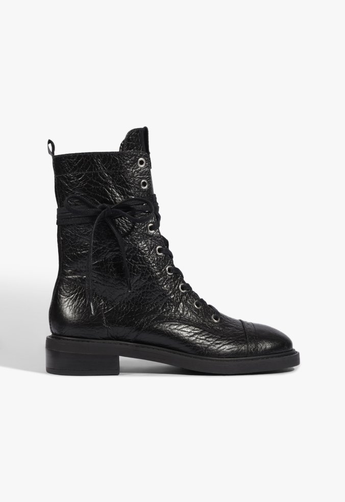 Bota Coturno Kelly Couro Preta